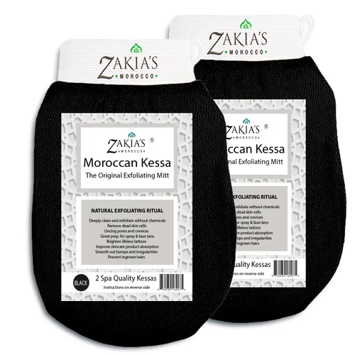 Vista 13 de Guantes exfoliantes originales Kessa, paquete económico (2 unidades), color beige, microdermoabrasión en casa, elimina la piel muerta no deseada