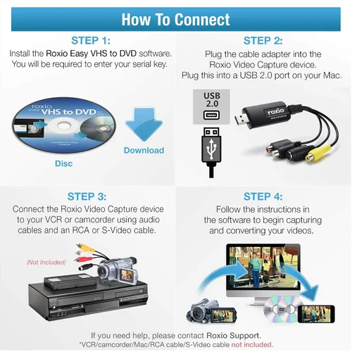 Vista 2 de Roxio Easy VHS to DVD for Mac VHS, Hi8, V8 Video to DVD or Digital Converter [Mac Disc]