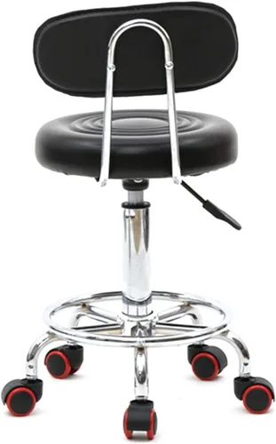 Vista 5 de Taburete giratorio para salón con soporte de espalda, taburete hidráulico ajustable con respaldo para masaje de belleza peluquero tatuaje