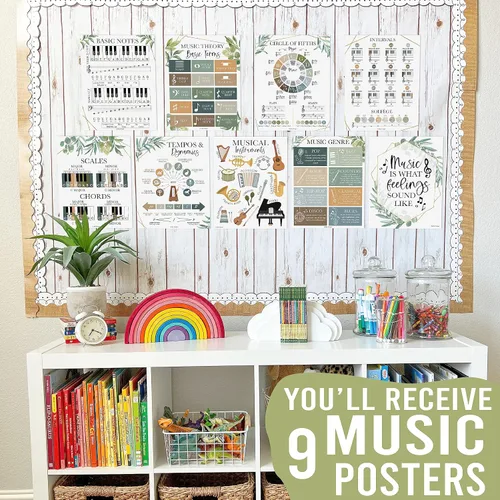 Vista 2 de Hadley Designs Decoración de aula de música – 9 pósteres de aula de música, pósteres de primaria, coro y solfeo, letreros de mano de solfeo e