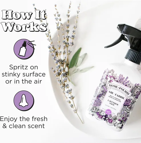 Vista 6 de Home-Pourri Air + Fabric - Ambientador multiusos para olores, 11 onzas líquidas, hasta 570 usos, aroma a salvia lavanda, desodorante de habitación
