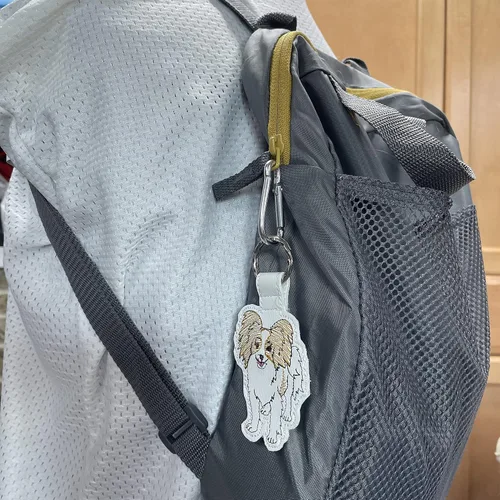 Vista 9 de Papillon Dog Breed Keychain Bag Tag by Syntryz
