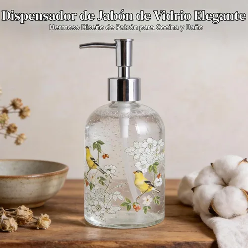 Vista 9 de Dispensador de jabón líquido con bomba de plástico, botella de vidrio recargable de 17 onzas.