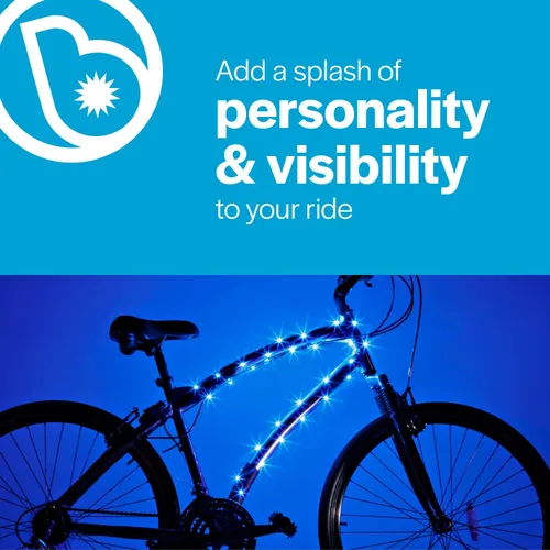Vista 3 de Brightz CosmicBrightz - Cuerda de luz LED para marco de bicicleta, cuerda de 6.5 pies, funciona con pilas con interruptor de encendido/apagado, Azul