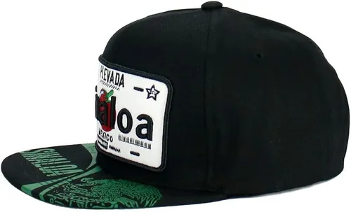 Vista 4 de Gorra de béisbol de algodón con diseño de placa de automóvil de los Estados de México
