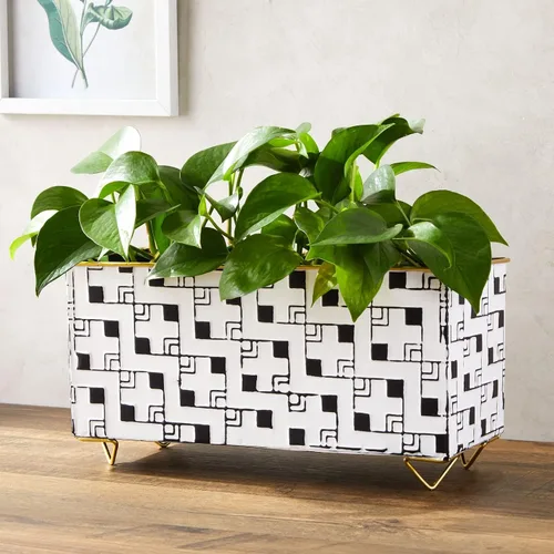 Vista 2 de Farmlyn Creek Maceta rectangular decorativa para hierbas y suculentas, decoración del hogar, cocina, baño, maceta de metal para mesa, balcones