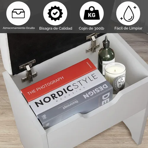 Vista 6 de Vabches Tocador de maquillaje con luces, Mesa tocador de maquillaje, Brillo ajustable, Cajón grande tocador resistente para dormitorio estudio