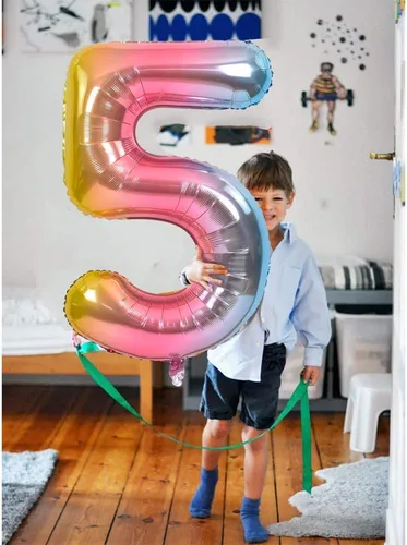 Vista 6 de Globos TONIFUL de 40 pulgadas arcoíris con números grandes 0-9, globos digitales número 4 de 4 helio, globos grandes de número de aluminio de Mylar