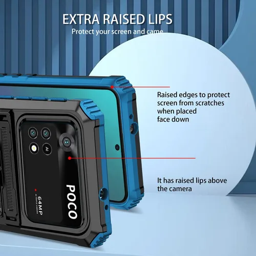 Vista 5 de CCSamll - Funda para Xiaomi Poco M4 Pro 4G (no 5G) con funda de clip para cinturón, funda de protección resistente de grado militar con soporte