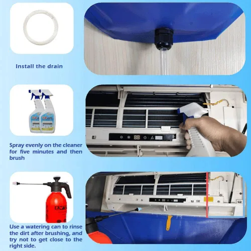 Vista 6 de EMVANV Kit de limpieza de aire acondicionado dividido a prueba de agua, para montar en la pared, cubierta limpia, bolsa de servicio para aire