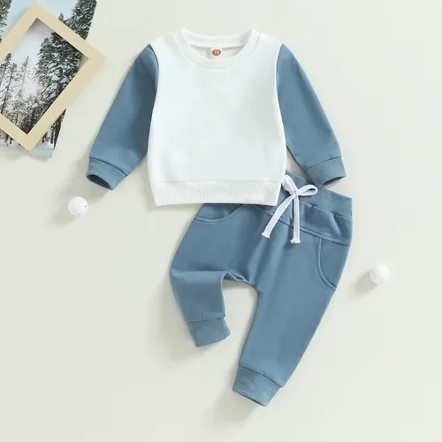 Vista 2 de Thorn Tree Conjunto de sudadera de manga larga para niños pequeños, 2 piezas, para otoño e invierno