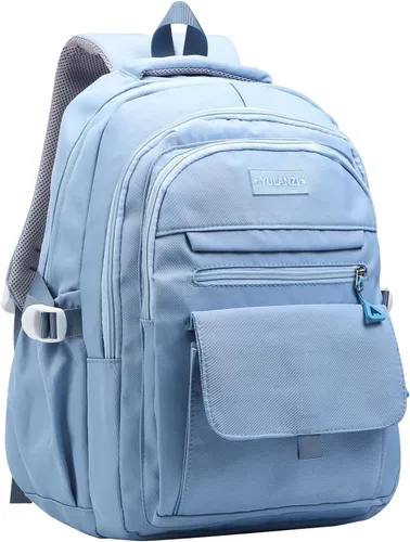 Vista 13 de Phaoullzon Mochila escolar para niñas adolescentes para niños, mochila estética universitaria para laptop para mujeres, Beige, Grande