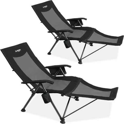 Vista 12 de Silla de camping reclinable para adultos, resistente, sillas reclinables plegables con respaldo alto ajustable de 6 posiciones, sillas de patio