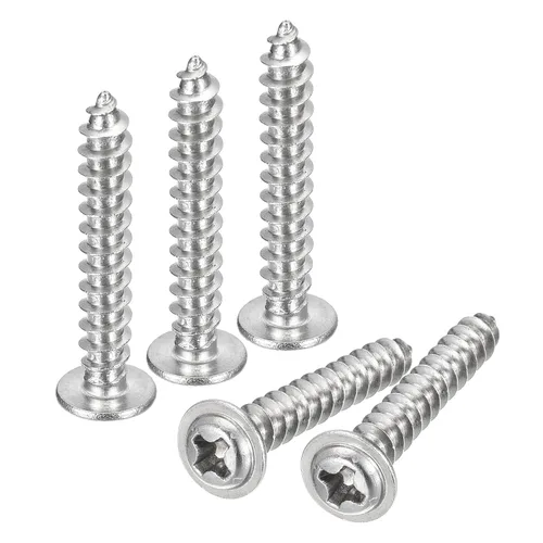 Vista 31 de uxcell ST3x6mm Phillips Pan Head Tornillo Autorroscante con Arandela, 100 piezas - Tornillo de madera de acero inoxidable 304 rosca completa (plata)