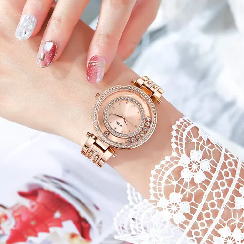 Vista 4 de SKMEI Lady Watches for Women Female Bling Dress Fashion Luxury Diamond Business Casual Analog Quartz Waterproof Stainless Steel Wristwatches Gifts