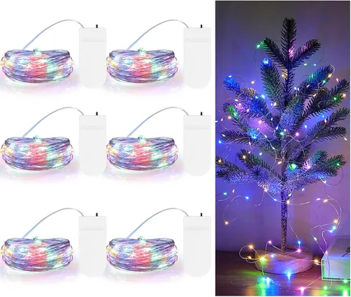 Vista 12 de Guirnalda de luces naranjas de Halloween, funciona con pilas, 7.2 pies, 20 luces LED, alambre de cobre plateado para Halloween, Navidad, decoración
