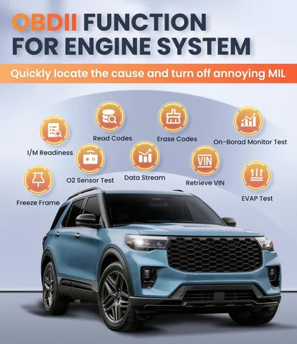Vista 4 de Escáner OBD2 con transmisión ABS SRS, restablecer luces de falla Compruebe el lector de código del motor con funciones OBDII completas Prueba