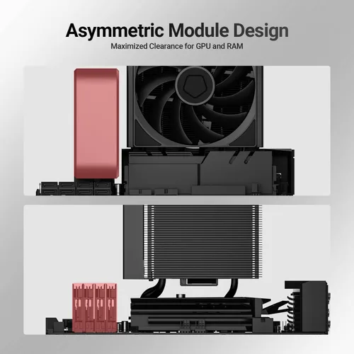 Vista 4 de ID-COOLING FROZN A620 SLK - Enfriador de aire para CPU, diseño híbrido de torre simple/doble, ventiladores contrarrotativos dobles, 6 tubos de calor
