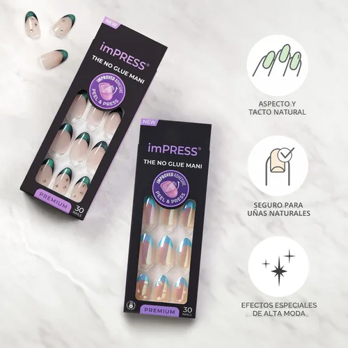 Vista 6 de KISS imPRESS Manicura de Presión Colección Premium Uñas Postizas - Sweet Life, Purple Jelly Squiggle, Cortas y Cuadradas, Fáciles de Aplicar, Súper