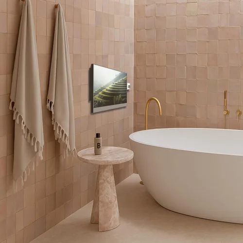 Vista 2 de Soulaca 27 pulgadas Smart Mirror impermeable TV para baño Hotel LED Televisión webOS Control de voz ATSC DTV sintonizador WiFi Bluetooth SPA Hotel