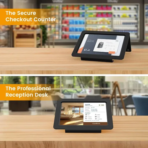 Vista 3 de Soporte de escritorio para tableta, todo de metal ergonómico 30 con bloqueo de cable de seguridad para oficina, mostrador de puntos de venta