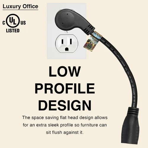 Vista 4 de Cable de extensión corto de 1 pie y 12 pulgadas, 16 AWG de 3 clavijas macho a hembra, cable de extensión corto para interiores y exteriores, cable