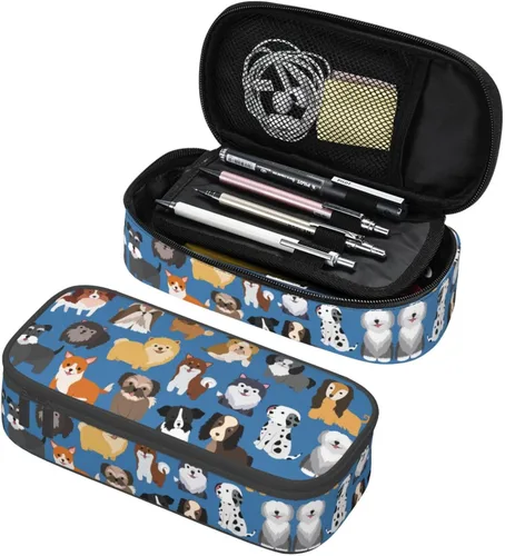Vista 11 de Estuche organizador de lápices con patrón de gato negro, gran capacidad, papelería con cremallera, suministros escolares, bolsa para lápices