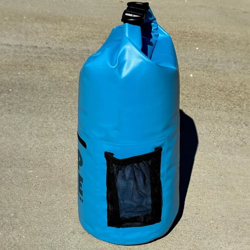 Vista 3 de GOAP Bolsa seca impermeable 10L playa, pesca, camping, senderismo, rolltop, correa cruzada, bolsillo para botella de agua, bolsillo con cremallera