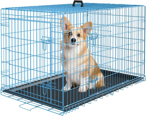 Vista 17 de PayLessHere Jaula para Perros de 46 cm para Perros Pequeños, Jaula de Metal de Puerta Única Plegable para Viajes, Interior y Exterior, con Divisores