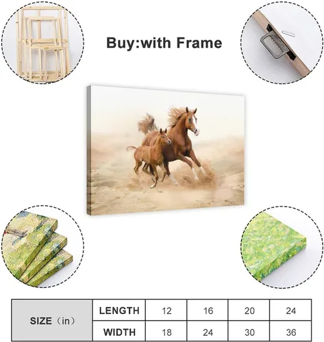 Vista 2 de Fyzuf Póster de caballo salvaje con retrato moderno de animales, póster de lienzo para decoración de dormitorio, paisaje deportivo, oficina