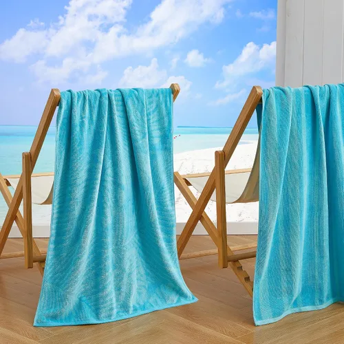 Vista 28 de Great Bay Home Toallas de playa 100% algodón, paquete de 4 toallas de piscina de 30 x 60 pulgadas, toallas absorbentes y de secado rápido
