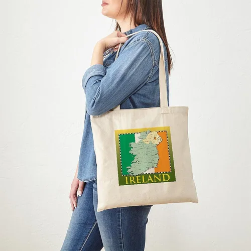 Vista 2 de CafePress Ireland Map and Flag Tote Bag Reusable Natural Beige Canvas Shopping Bag