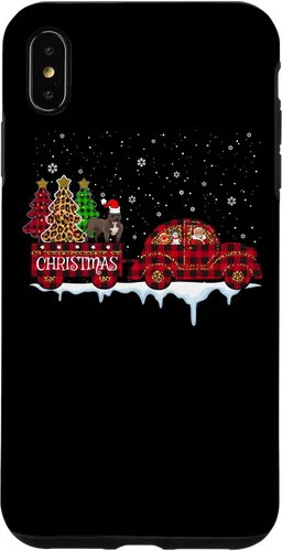 Vista 7 de Funda para iPhone 15 Pit Bull Dog Christmas Red Plaid Truck Santa Christmas Tree