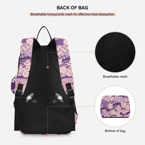 Vista 4 de Bolsa de tenis para mujeres y hombres, ligera, color morado, zéfiro japonés, flor de cerezo, deportes, tenis, bádminton, para adolescentes, niños