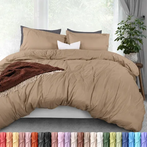 Vista 9 de Utopia Bedding Juego de funda de edredón tamaño individual - 2 piezas con cierre de cremallera - 1 funda de edredón 68X90 pulgadas y 1 funda de Beige