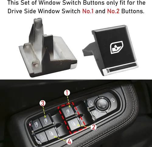 Vista 5 de Jaronx 2 botones de interruptor de ventana lateral del conductor compatibles con Porsche Cayenne 2011-2018, para Panamera 2011-2016, para Macan