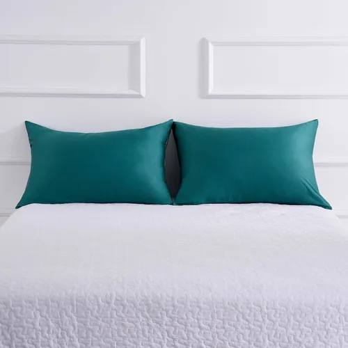 Vista 8 de Protectores/Fundas de Almohada de Algodón Tamaño Estándar con Cremallera Paquete de 2 Color Gris, Protectores de Almohada de Cama Refrescantes