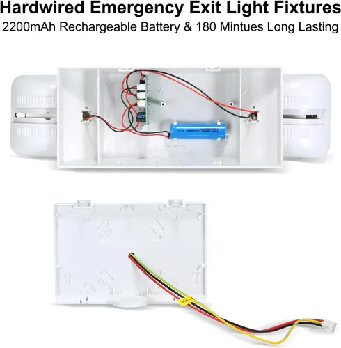 Vista 4 de Commercial LED Emergency Lights with Battery Backup, 2 Head Indoor Fixture, AC120-277V Hardwired 6 PCS