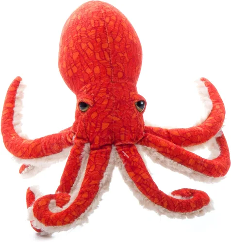Vista 7 de The Petting Zoo Peluche de pulpo rojo del Pacífico, regalos para niños, animales marinos salvajes Onez, juguete de peluche de pulpo de 8 pulgadas