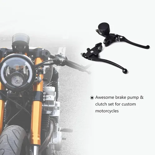 Vista 2 de 0011 Palancas Universales de Motocicleta de 7/8" Cilindro Maestro de Freno Hidráulico con Depósito Juego de Palanca de Embrague para Cafe Racer