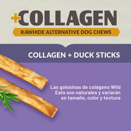 Vista 2 de Wild Eats Palitos de Colágeno de Pato Real Retriever para Perros, (15 Unidades) - Golosina Masticable para Perros de Larga Duración, Sin Cuero