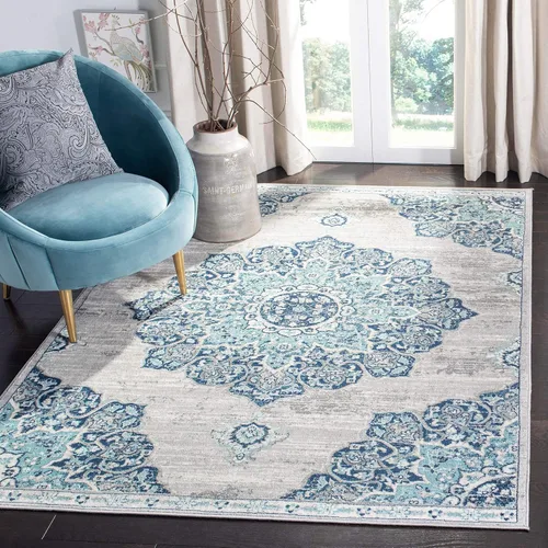 Vista 7 de SAFAVIEH Brentwood Collection - Alfombra decorativa de 2 x 4 pies, diseño desgastado de medallón, no desprende pelusa y de fácil cuidado, ideal