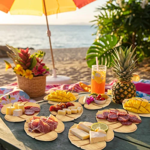 Vista 4 de Ziliny - Juego de 1 tabla de charcutería de hoja de palma hawaiana
