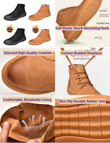 Vista 2 de Botas de cuero Chelsea para hombre, estilo casual, para otoñoinvierno, antideslizantes, para negocios, Oxford, trabajo, viajes, botines Chukka