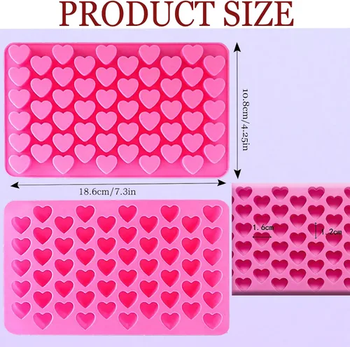 Vista 2 de 2 moldes de silicona de corazón antiadherentes de grado alimenticio reutilizable para hornear, para gelatina, dulces, suministros para hacer
