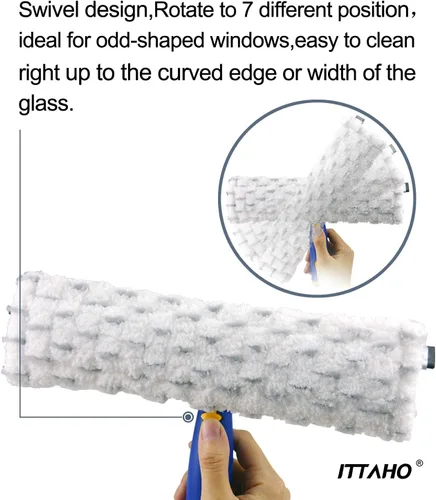 Vista 3 de Limpiador de escobilla de ventana de 60 pulgadas, kit de herramientas de limpieza de ventanas 2 en 1, kit de lavado de ventanas con poste