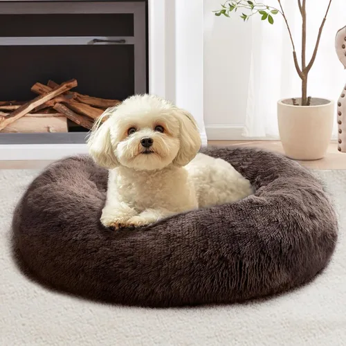 Vista 68 de JOLLYVOGUE - Cama calmante para perros y gatos pequeños y medianos, antiansiedad, redonda, suave, acogedora con parte inferior antideslizante