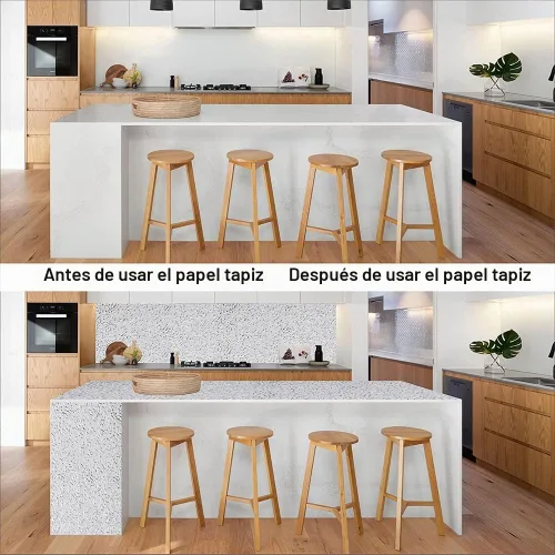 Vista 5 de Papel tapiz a prueba de aceite de cocina, 4 unidades, para despegar y pegar, papel de contacto, autoadhesivo, resistente al agua, resistente al