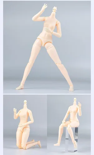 Vista 6 de Mini cuerpo de muñeca YMY escala 1/6 de 8.6 pulgadas/9.4 pulgadas, cuerpo femenino YMY22/YMY24 PVC+POM busto de dos tamaños, color de piel Whity
