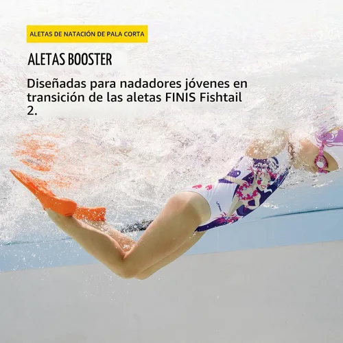 Vista 2 de FINIS Booster Swim Fins for Kids - Floating Rubber Fins - Teaches Kick Technique - Open-Toe Design - Comfortable Fit
